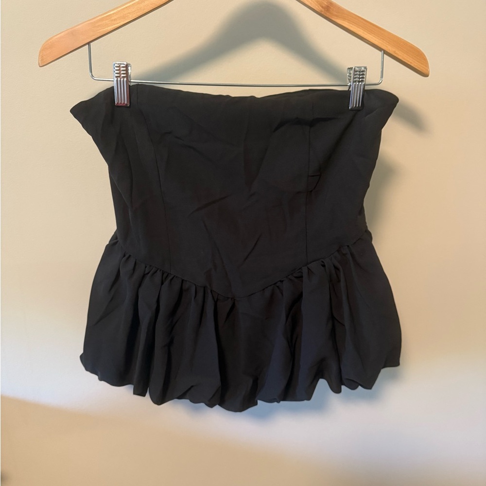 Amazon Black Strapless Peplum Top